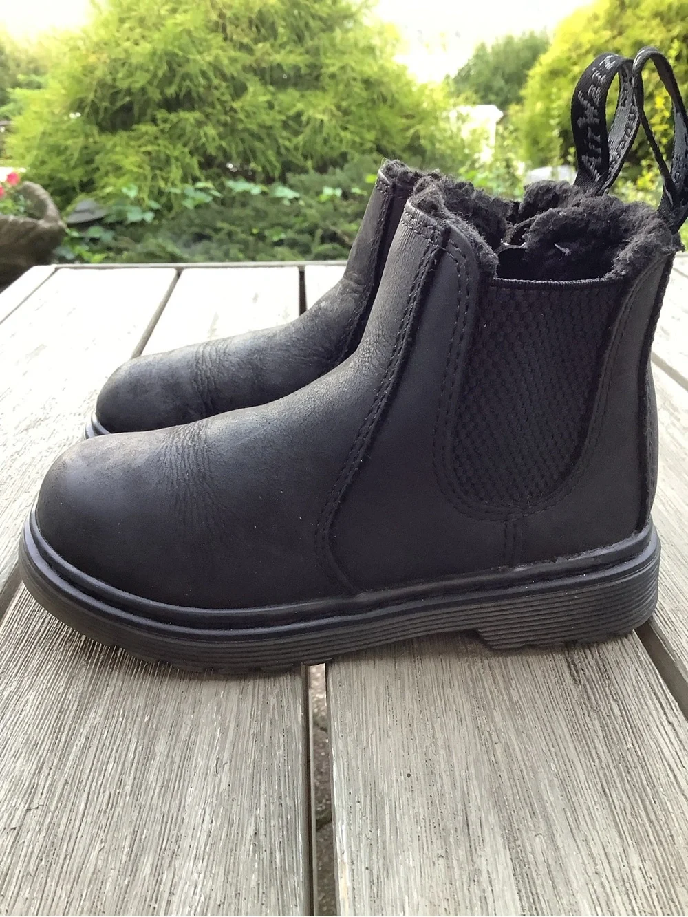 Dr. Martens Kids Black Faux-Fur Chelsea Boots